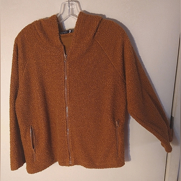 SOHO GIRLS PLUS SIZE 1XL RUST COLOR TEDDY HOODIE SOFT, COZY,  POCKETS, ZIPPER UP - Picture 1 of 8